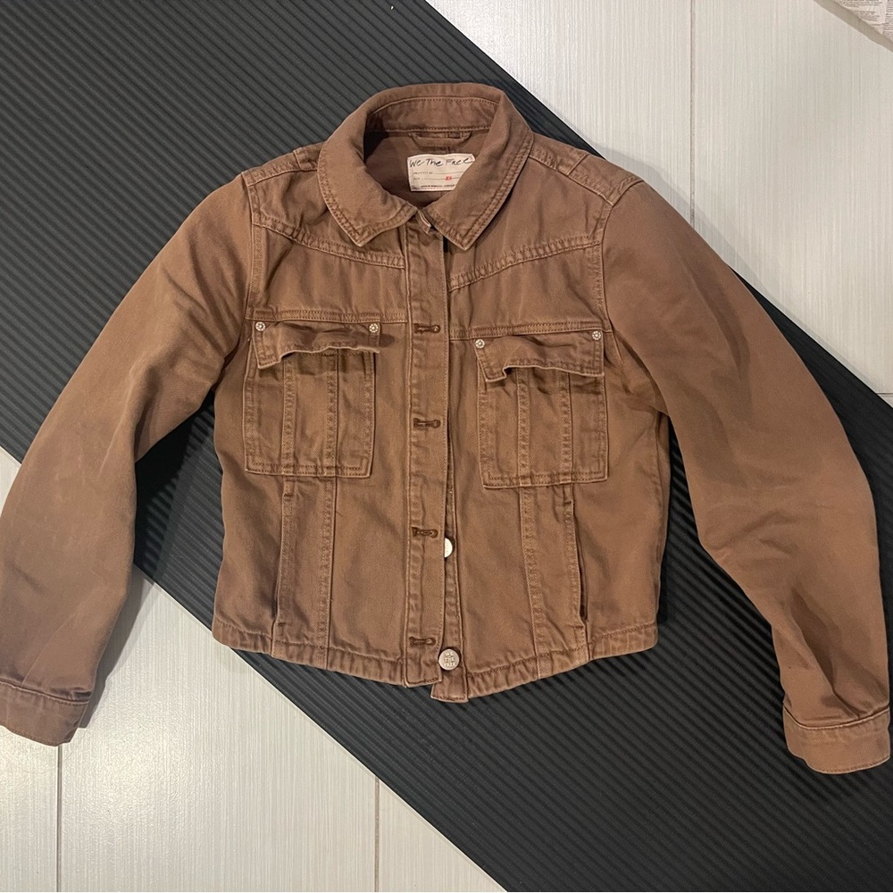 Free People We the Free Jade Denim Jacket in Chocolate Mousse